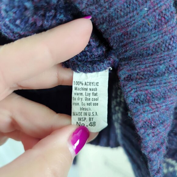 Vintage Scandia Nordic Knit Sweater Medium Purple - Picture 9 of 9